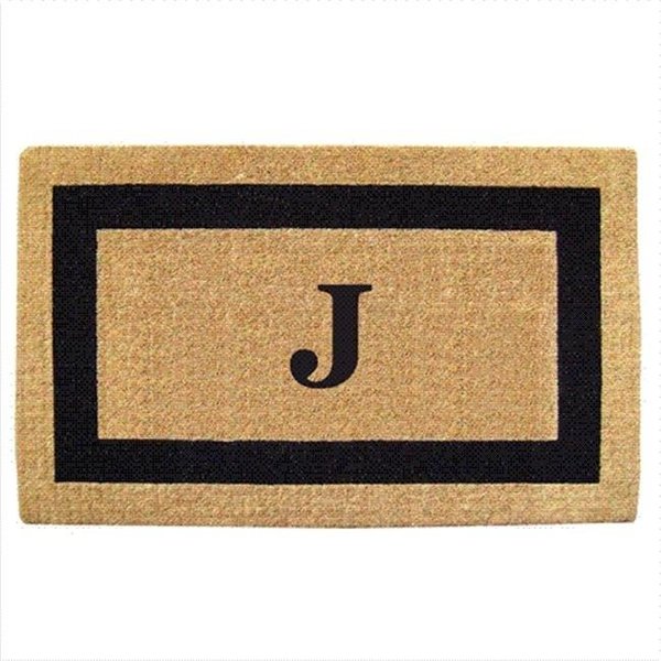 Nedia Home Nedia Home 02071J Single Picture - Black Frame 24 x 57 In. Heavy Duty Coir Doormat - Monogrammed J O2071J